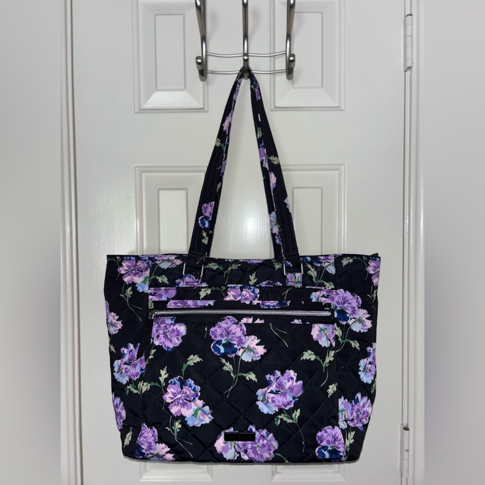 Vera Bradley Floating Plum Pansies Work Tote